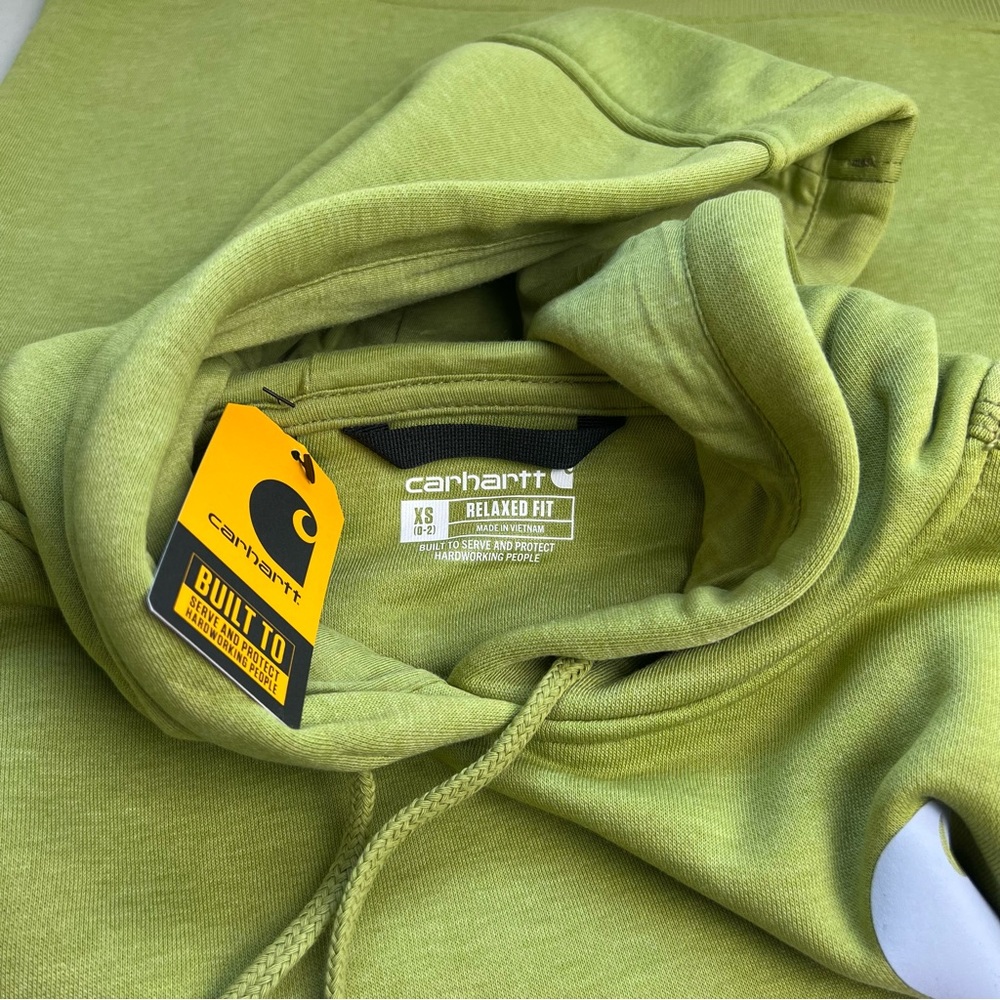 Carhartt NEW Relaxed Fit Midweight Logo Sleeve Green Womens Hoodie Size XS (0-2) - Picture 6 of 7